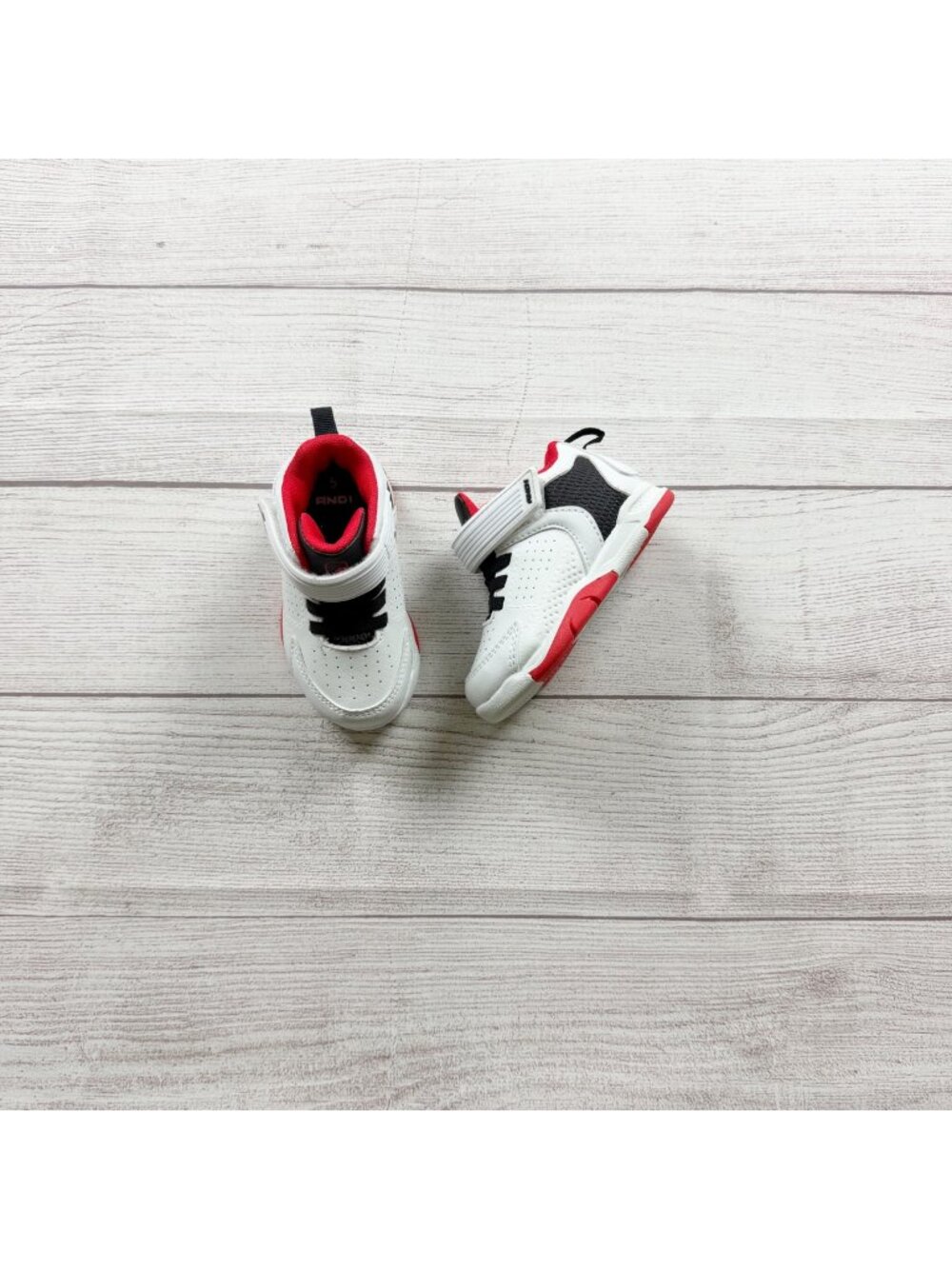 AND1 Kids Toddler White Black Red Basketball Sneakers Slip On Strap Shoes 5 - Picture 1 of 6